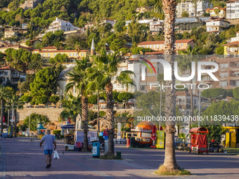 A general view of the city street along the sea coast is seen in Alanya, Turkey, on November 6, 2024. (