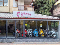 A moped showroom is inside a former beauty salon in Alanya, Turkey, on November 8, 2024. (