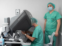 Bariatric surgery for an overweight patient performed using the Da Vinci medical robot at the Military Institute of Medicine  in Warsaw, Pol...