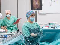 Bariatric surgery for an overweight patient performed using the Da Vinci medical robot at the Military Institute of Medicine  in Warsaw, Pol...