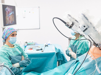 Bariatric surgery for an overweight patient performed using the Da Vinci medical robot at the Military Institute of Medicine  in Warsaw, Pol...