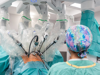 Bariatric surgery for an overweight patient performed using the Da Vinci medical robot at the Military Institute of Medicine  in Warsaw, Pol...