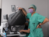 Bariatric surgery for an overweight patient performed using the Da Vinci medical robot at the Military Institute of Medicine  in Warsaw, Pol...