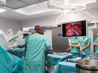 Bariatric surgery for an overweight patient performed using the Da Vinci medical robot at the Military Institute of Medicine  in Warsaw, Pol...