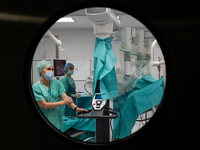 Bariatric surgery for an overweight patient performed using the Da Vinci medical robot at the Military Institute of Medicine  in Warsaw, Pol...