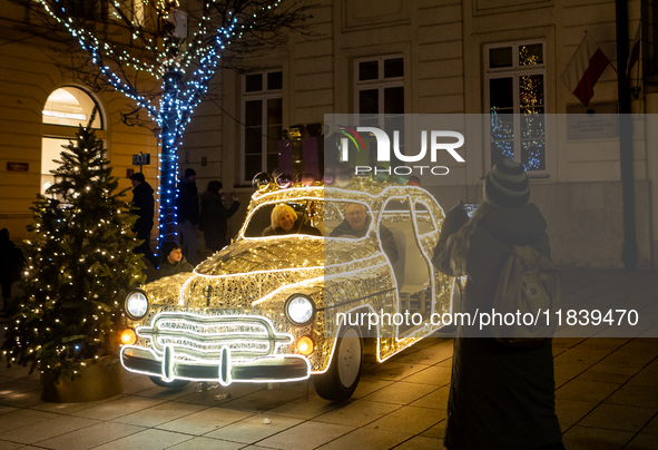 Christmas iluminations In Warsaw, Poland on December 05, 2024. 