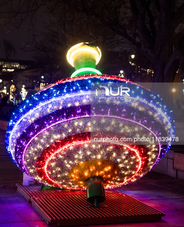 Christmas iluminations In Warsaw, Poland on December 05, 2024. 