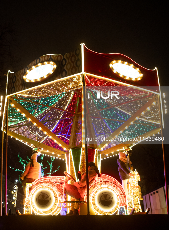 Christmas iluminations In Warsaw, Poland on December 05, 2024. 