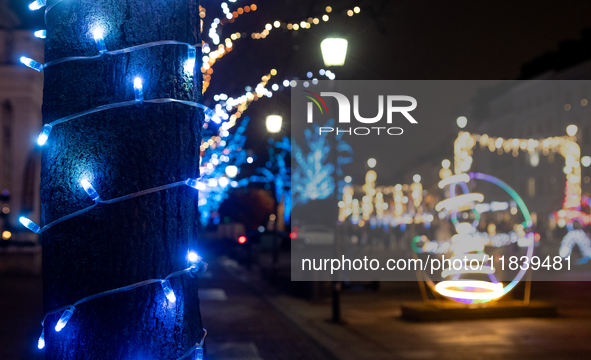 Christmas iluminations In Warsaw, Poland on December 05, 2024. 