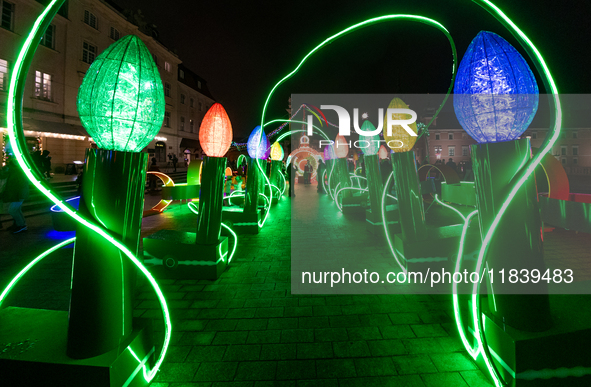 Christmas iluminations In Warsaw, Poland on December 05, 2024. 