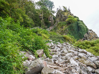 Jons Kapel high rocky cliff is seen on Bornholm Island, Denmark, on August 5, 2024. (