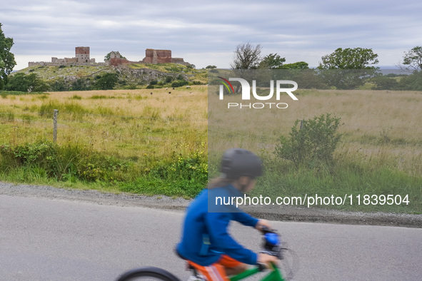 Hammershus Castle ruins are seen on Bornholm Island, Denmark, on August 5, 2024. 