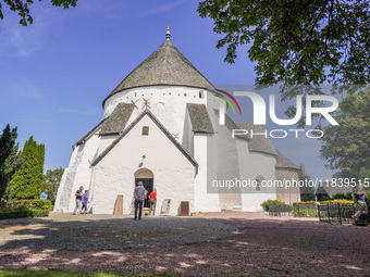 Osterlars round church is seen in Osterlars, Bornholm Island, Denmark, on August 6, 2024. Bornholm is known for its four round churches buil...