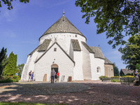 Osterlars round church is seen in Osterlars, Bornholm Island, Denmark, on August 6, 2024. Bornholm is known for its four round churches buil...