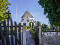 Osterlars round church is seen in Osterlars, Bornholm Island, Denmark, on August 6, 2024. Bornholm is known for its four round churches buil...