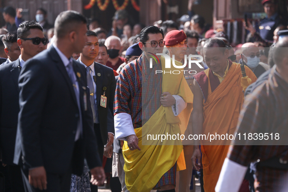 Bhutan King Jigme Khesar Namgyel Wangchuck visits the UNESCO World Heritage site Boudha Stupa in Kathmandu, Nepal, on December 6, 2024. 