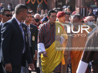 Bhutan King Jigme Khesar Namgyel Wangchuck visits the UNESCO World Heritage site Boudha Stupa in Kathmandu, Nepal, on December 6, 2024. (