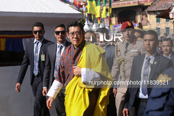 Bhutan King Jigme Khesar Namgyel Wangchuck visits the UNESCO World Heritage site Boudha Stupa in Kathmandu, Nepal, on December 6, 2024. 