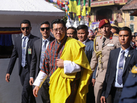 Bhutan King Jigme Khesar Namgyel Wangchuck visits the UNESCO World Heritage site Boudha Stupa in Kathmandu, Nepal, on December 6, 2024. (