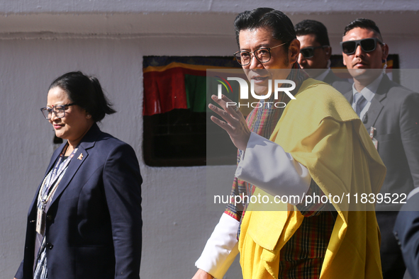 Bhutan King Jigme Khesar Namgyel Wangchuck visits the UNESCO World Heritage site Boudha Stupa in Kathmandu, Nepal, on December 6, 2024. 