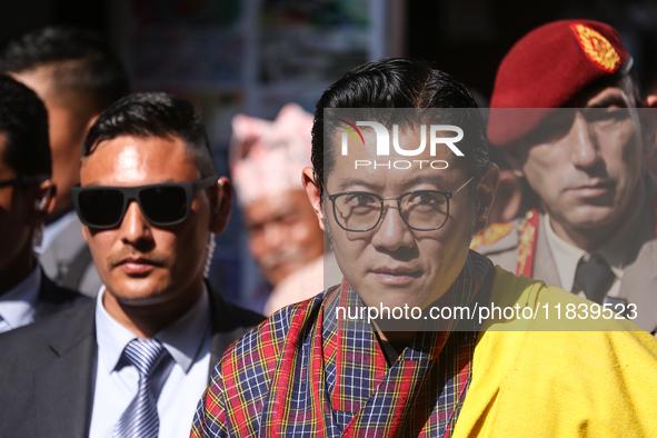 Bhutan King Jigme Khesar Namgyel Wangchuck visits the UNESCO World Heritage site Boudha Stupa in Kathmandu, Nepal, on December 6, 2024. 