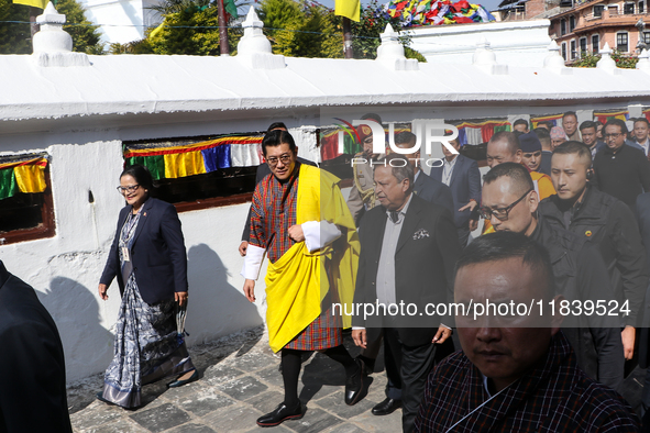 Bhutan King Jigme Khesar Namgyel Wangchuck visits the UNESCO World Heritage site Boudha Stupa in Kathmandu, Nepal, on December 6, 2024. 