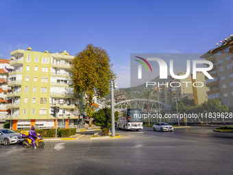 Morning street traffic is seen in Alanya, Turkey, on November 3, 2024 (