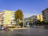 Morning street traffic is seen in Alanya, Turkey, on November 3, 2024 (