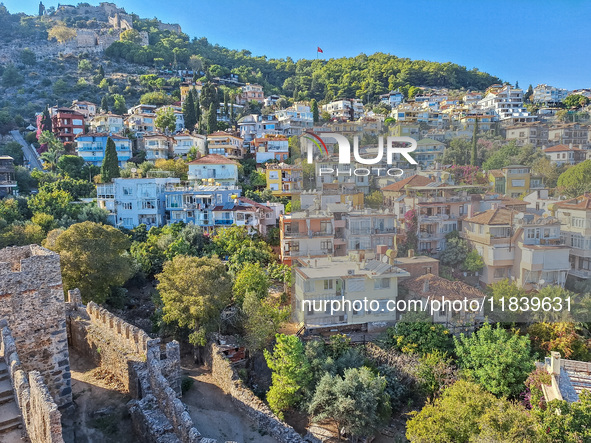 Dense urban development on a hill is seen in Alanya, Turkey, on November 5, 2024 