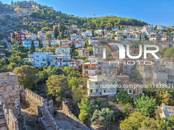 Dense urban development on a hill is seen in Alanya, Turkey, on November 5, 2024 (