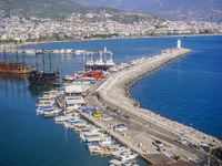 A general view of the city by the sea is seen in Alanya, Turkey, on November 5, 2024. (