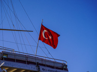 The Turkish flag is seen in Alanya, Turkey, on November 6, 2024. (