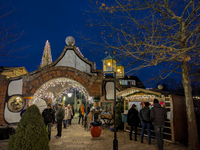 The historic center of Abensberg, Bavaria, Germany, on December 5, 2024, becomes a festive destination during the Christmas season. The trad...