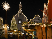 The historic center of Abensberg, Bavaria, Germany, on December 5, 2024, becomes a festive destination during the Christmas season. The trad...