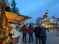 The KunstHaus (Art House) in Abensberg, Bavaria, Germany, on December 5, 2024, features Christmas illumination with its extremely sloping to...