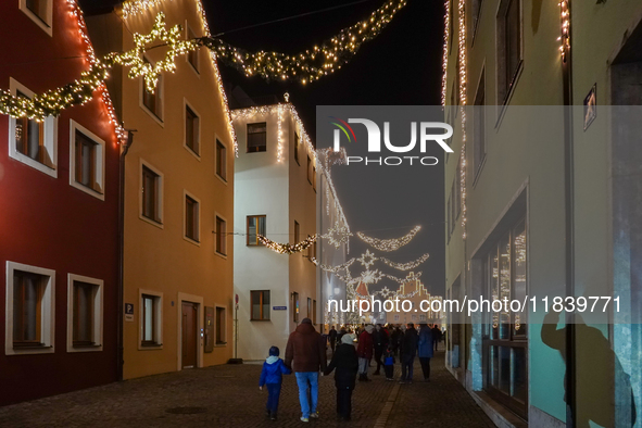 The historic center of Abensberg, Bavaria, Germany, on December 5, 2024, becomes a festive destination during the Christmas season. The trad...