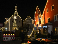 The historic center of Abensberg, Bavaria, Germany, on December 5, 2024, becomes a festive destination during the Christmas season. The trad...