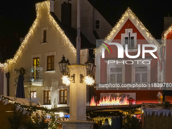 The historic center of Abensberg, Bavaria, Germany, on December 5, 2024, becomes a festive destination during the Christmas season. The trad...