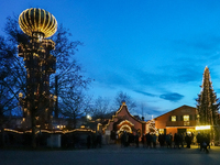 The historic center of Abensberg, Bavaria, Germany, on December 5, 2024, becomes a festive destination during the Christmas season. The trad...