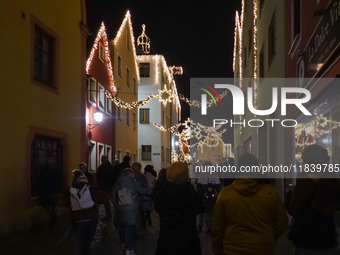 The historic center of Abensberg, Bavaria, Germany, on December 5, 2024, becomes a festive destination during the Christmas season. The trad...