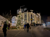 The historic center of Abensberg, Bavaria, Germany, on December 5, 2024, becomes a festive destination during the Christmas season. The trad...