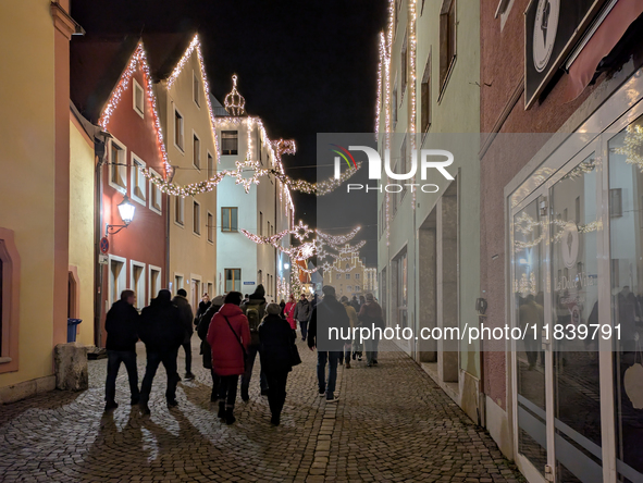 The historic center of Abensberg, Bavaria, Germany, on December 5, 2024, becomes a festive destination during the Christmas season. The trad...