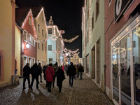 The historic center of Abensberg, Bavaria, Germany, on December 5, 2024, becomes a festive destination during the Christmas season. The trad...