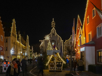 The historic center of Abensberg, Bavaria, Germany, on December 5, 2024, becomes a festive destination during the Christmas season. The trad...