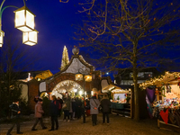 The historic center of Abensberg, Bavaria, Germany, on December 5, 2024, becomes a festive destination during the Christmas season. The trad...