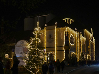 The historic center of Abensberg, Bavaria, Germany, on December 5, 2024, becomes a festive destination during the Christmas season. The trad...