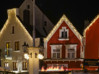 The historic center of Abensberg, Bavaria, Germany, on December 5, 2024, becomes a festive destination during the Christmas season. The trad...