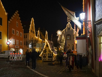 The historic center of Abensberg, Bavaria, Germany, on December 5, 2024, becomes a festive destination during the Christmas season. The trad...