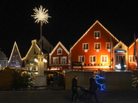 The historic center of Abensberg, Bavaria, Germany, on December 5, 2024, becomes a festive destination during the Christmas season. The trad...