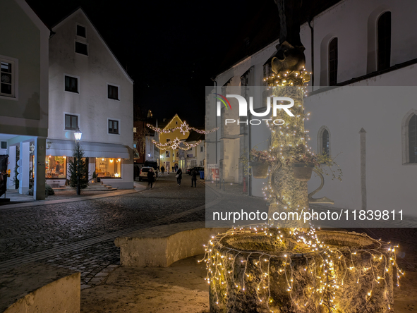 The historic center of Abensberg, Bavaria, Germany, on December 5, 2024, becomes a festive destination during the Christmas season. The trad...